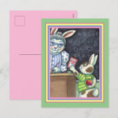 かわいい先生のペット、リンゴ&バレンタインバニーウサギ シーズンポストカード (正面/裏面)