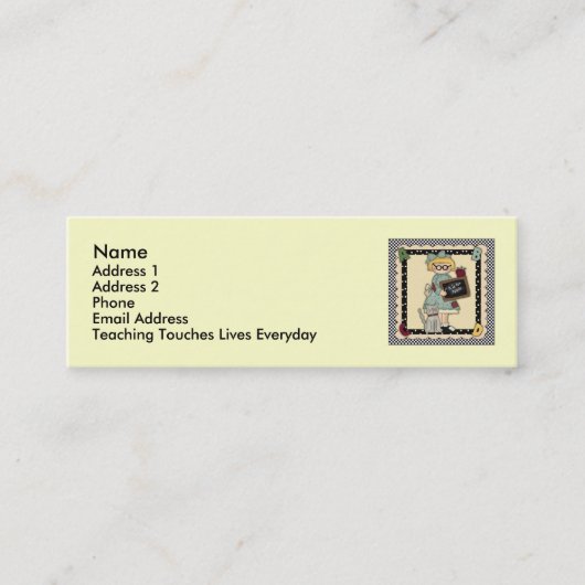 かわいい先生の個人的なカード スキニー名刺 (正面)