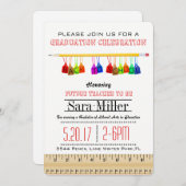 かわいい先生の卒業の招待状 招待状 (正面/裏面)