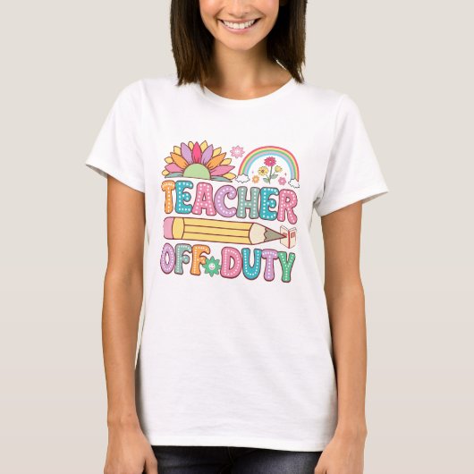 かわいい先生オフ勤務夏のワードアート Tシャツ (正面)