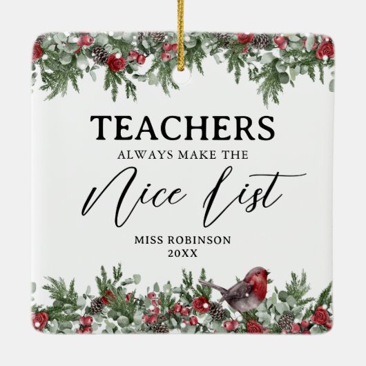 かわいい先生ギフトクリスマス セラミックオーナメント (裏面)