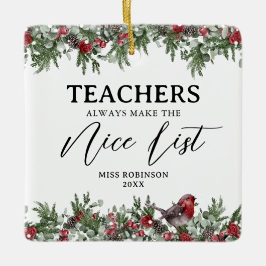 かわいい先生ギフトクリスマス セラミックオーナメント (正面)