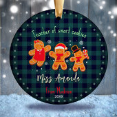 かわいい先生クリスマスジンジャーブレッドのバッファロのプレイド セラミックオーナメント