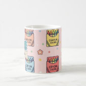 かわいい先生クレヨンパターン  コーヒーマグカップ (中央)