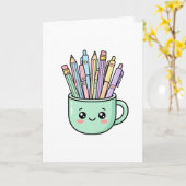 かわいい先生コーヒーマグペンシルキュートサンクスG カード (黄色い花)