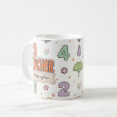 かわいい先生スクール数字パターン  コーヒーマグカップ (正面左)