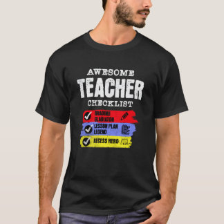 かわいい先生チェックリスト 面白い教師ギフト Tシャツ