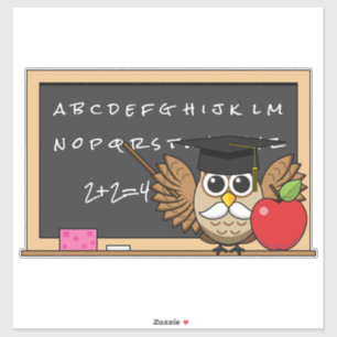 かわいい先生フクロウとApple Cartoon シール