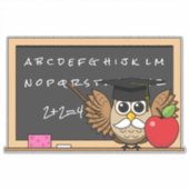 かわいい先生フクロウとApple Cartoon シール (正面)