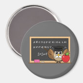 かわいい先生フクロウとApple Cartoon マグネット (正面/裏面)