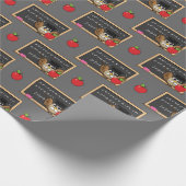 かわいい先生フクロウとApple Cartoon ラッピングペーパー (角)