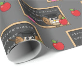 かわいい先生フクロウとApple Cartoon ラッピングペーパー (ロールコーナー)