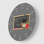かわいい先生フクロウとApple Cartoon ラージ壁時計 (傾斜)