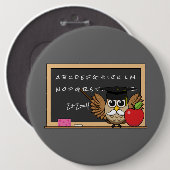 かわいい先生フクロウとApple Cartoon 缶バッジ (正面&裏面)