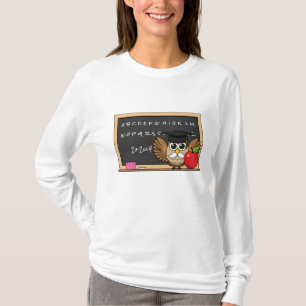 かわいい先生フクロウとApple Cartoon Tシャツ