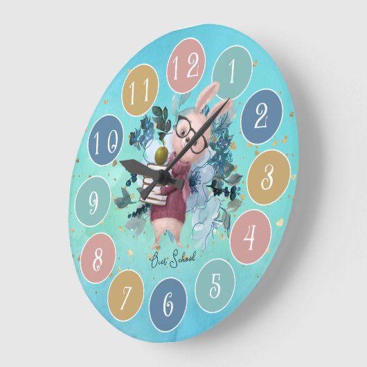 かわいい先生小学校カスタム ラージ壁時計 (傾斜)