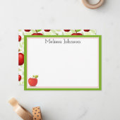 かわいい先生　アップル　学校　名入れ ノートカード (正面/裏面インサイチュ)