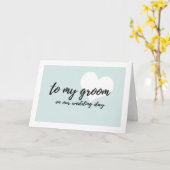 かわいい光のティール（緑がかった色）"私の結婚式の日に私の新郎へ" カード (黄色い花)