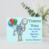 かわいい光沢のあるロボットパーソナライズなサンキューカード サンキューカード (スタンド正面)