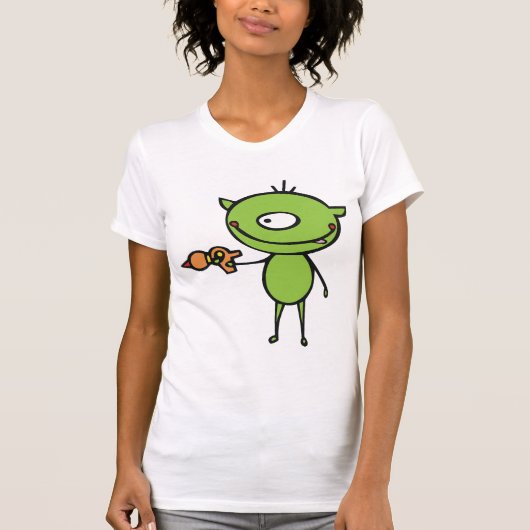 かわいい光線銃のエイリアン Tシャツ (正面)