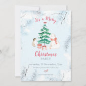 かわいい全白のクリスマス 招待状 (正面)