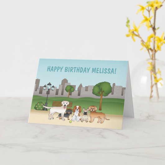 かわいい公園のハッピーバースデー カード (黄色い花)