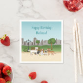 かわいい公園の犬たちお誕生日おめでとう スタンダードカクテルナプキン (インサイチュ)