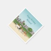 かわいい公園の犬たちお誕生日おめでとう スタンダードカクテルナプキン (角)