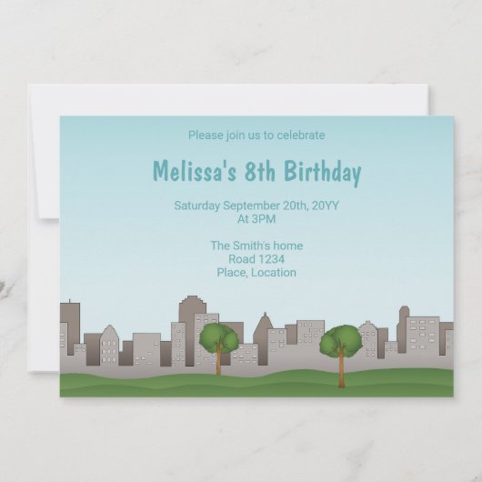 かわいい公園の誕生日 招待状 (裏面)