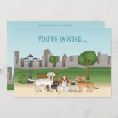 かわいい公園の誕生日 招待状 (正面/裏面)