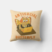 かわいい内向的な美的反社会的バタフライ クッション (裏面)
