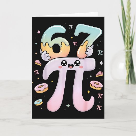 かわいい円周率の日 67 数学アパレル おもしろい円周率の数字デザイン カード (正面)