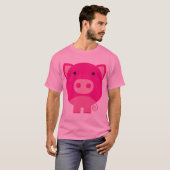 かわいい円形のブタの漫画 Tシャツ (正面フル)