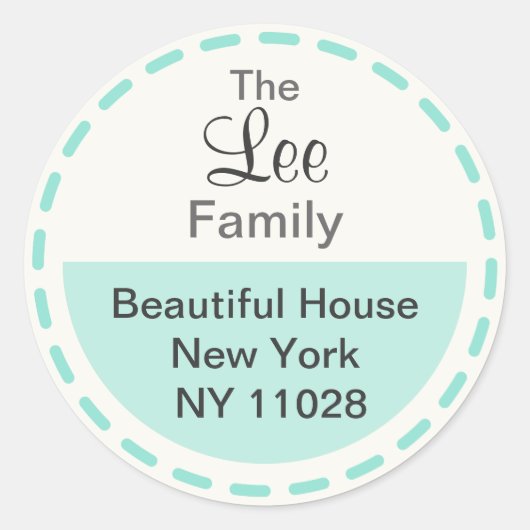 かわいい円形のラベル(緑のステッチ) ラウンドシール (正面)