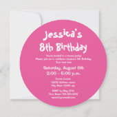 かわいい円形の女の子のテニスのバースデーパーティ招待状 招待状 (裏面)