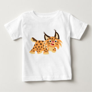 かわいい冗談の漫画のボブキャットのベビーのTシャツ ベビーTシャツ