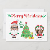 かわいい写真おもしろいのサンタファミリーメリークリスマス シーズンカード (正面)