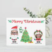 かわいい写真おもしろいのサンタファミリーメリークリスマス シーズンカード (スタンド正面)