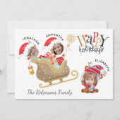 かわいい写真おもしろいサンタファミリートナカイのクリスマス シーズンカード (正面)