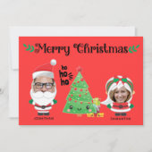 かわいい写真おもしろいサンタファミリーメリークリスマス シーズンカード (正面)