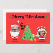 かわいい写真おもしろいサンタファミリーメリークリスマス シーズンカード (正面/裏面)