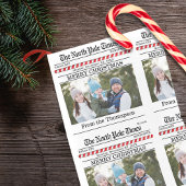 かわいい写真お洒落新聞キャンディーケーンプリント スモールクリスマスストッキング