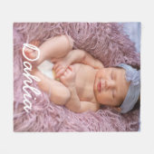 かわいい写真と名前ベビーフリースフォトブランケット フリースブランケット (正面(横))