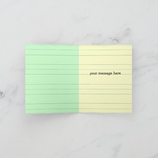 かわいい写真のための学校テンプレートの初日 カード (内部)