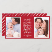 かわいい写真のコラージュのクリスマスカード- 2つの写真 シーズンカード (正面/裏面)