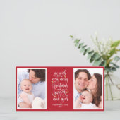 かわいい写真のコラージュのクリスマスカード- 2つの写真 シーズンカード (スタンド正面)