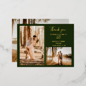 かわいい写真のコラージュ結婚のサンキューカード 箔シーズンポストカード (正面/裏面)