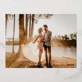 かわいい写真のコラージュ結婚のサンキューカード 箔シーズンポストカード (裏面)