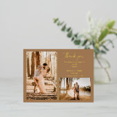 かわいい写真のコラージュ結婚のサンキューカード 箔シーズンポストカード (立ち正面)