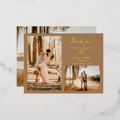 かわいい写真のコラージュ結婚のサンキューカード 箔シーズンポストカード (正面/裏面)